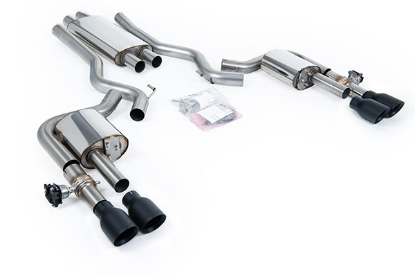 Milltek RESONATED QUAD OUTLET CAT BACK WITH ACTIVE VALVES (Mustang Ecoboost 7th Gen S650 (2023 - Present))