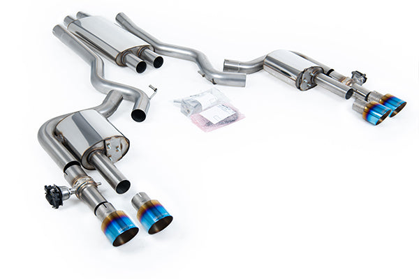 Milltek RESONATED QUAD OUTLET CAT BACK WITH ACTIVE VALVES (Mustang Ecoboost 7th Gen S650 (2023 - Present))