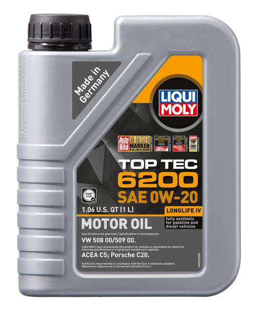 LIQUI MOLY 1L Top Tec 6200 Motor Oil 0W20 - Case of 6