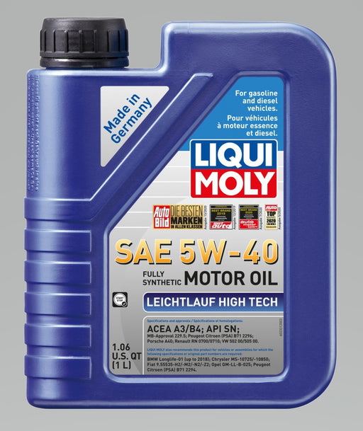 LIQUI MOLY 1L Leichtlauf (Low Friction) High Tech Motor Oil 5W40 - Case of 6