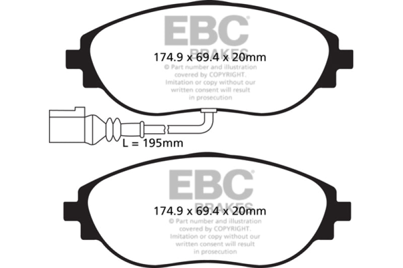 EBC 14+ Audi S3 2.0 Turbo Redstuff Front Brake Pads