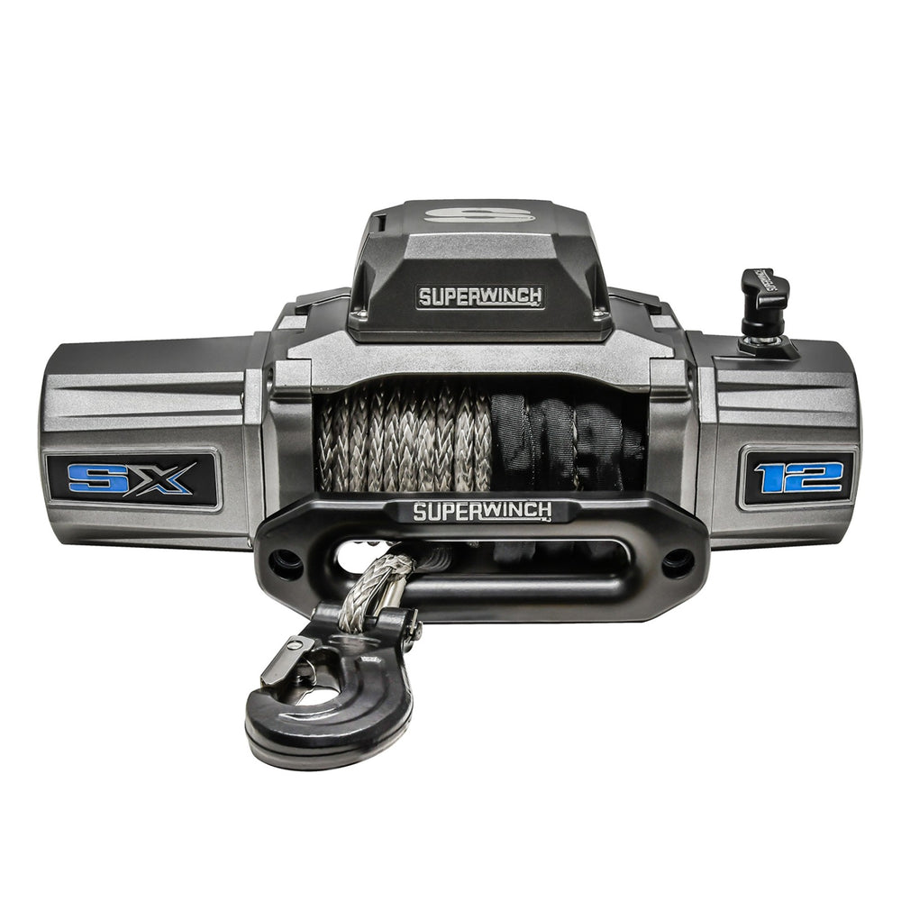 Superwinch 12000 LBS 12 VDC 3/8in x 80ft Synthetic Rope SX 12000SR Winch - Graphite