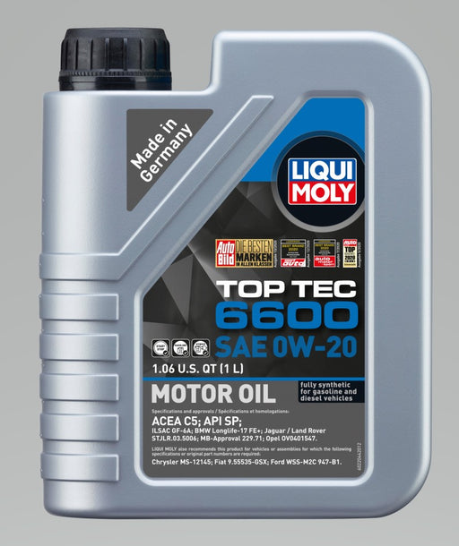 LIQUI MOLY 1L Top Tec 6600 Motor Oil 0W20 - Case of 6