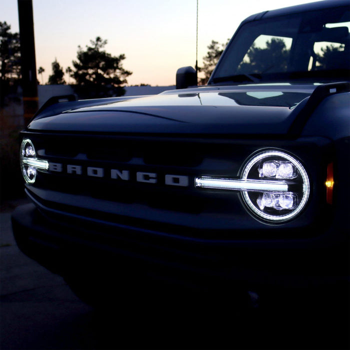 AlphaRex 21-24 Ford Bronco NOVA LED Projector Headlights Black