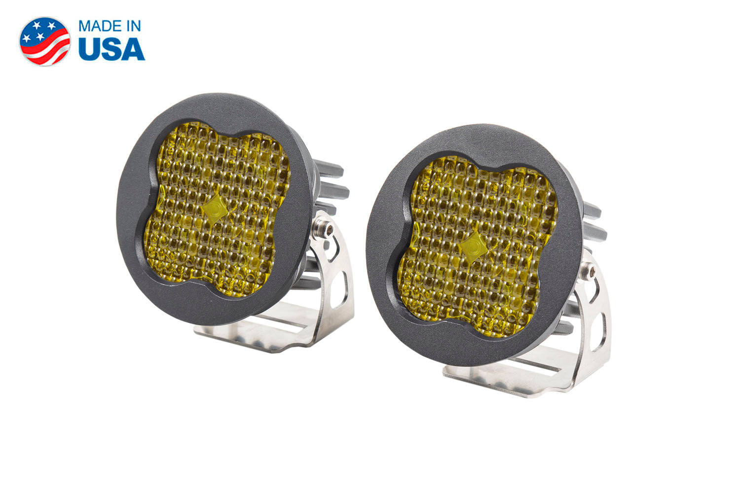 Worklight SS3 Sport Yellow Flood Round Pair Diode Dynamics